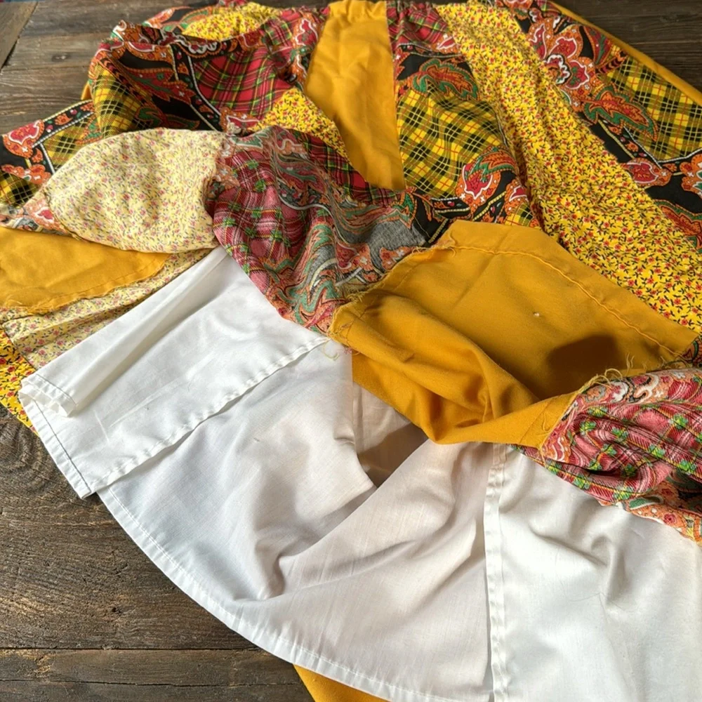 Vintage Carefree Fashions quilted patchwork‎ maxi full prairie style skirt Large
